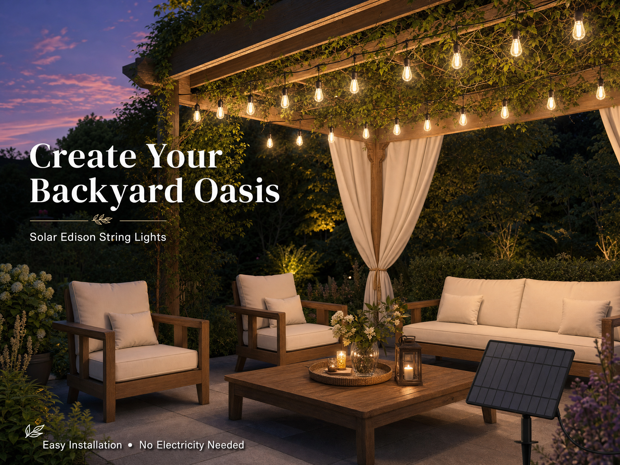 Waterproof  LED Outdoor Fairy Lights for Patio, Garden & Pergola